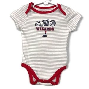 NBA Baby Onesie Team Wizards White and Grey Stripe